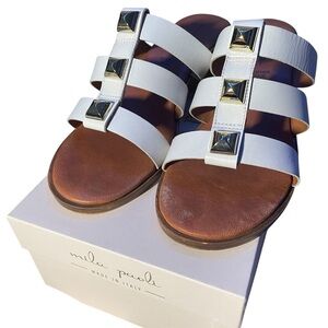 Mila Paoli White Leather Sandals